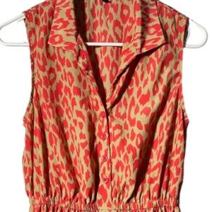 BeBop Womens sleeveless 3/4 button up mini animal print dress, size Large